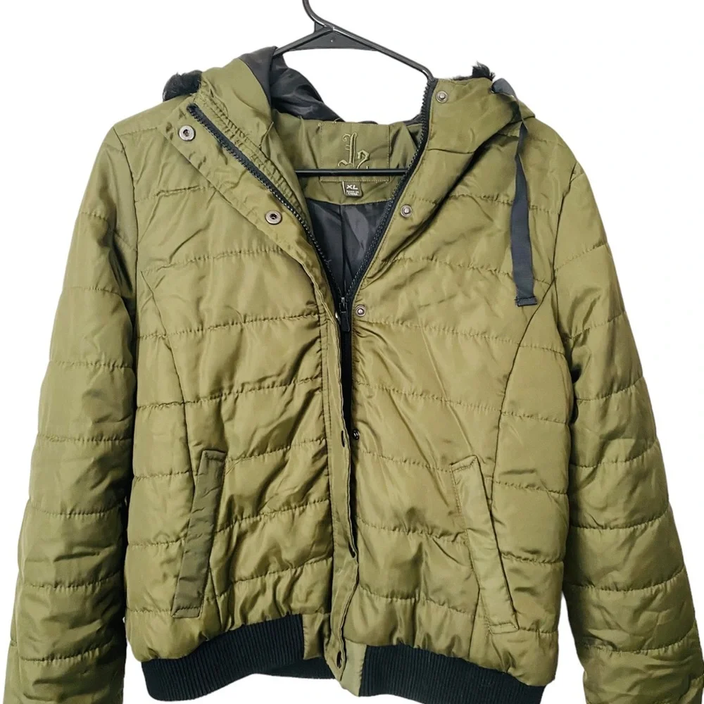 JouJou women’s faux fur lined hooded puffer down jacket - Picture 2 of 5